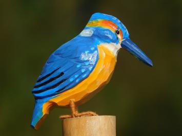 Handgefertigter Eisvogel - Voll in Farbe - Holz