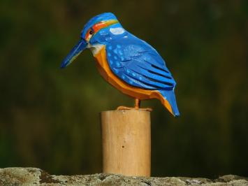 Handgefertigter Eisvogel - Voll in Farbe - Holz