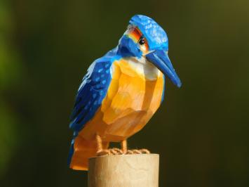 Handgefertigter Eisvogel - Voll in Farbe - Holz