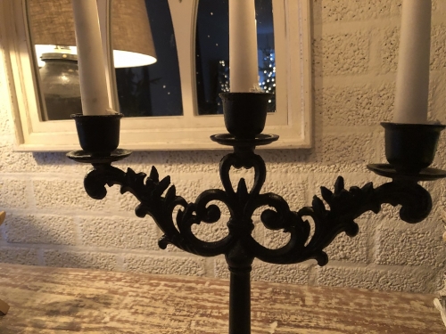 Candlestick 3-armed cast iron, black, super beautiful!!