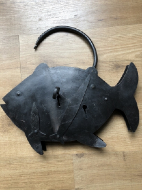 Large metal lock in the shape of a large fish, great and unique!!