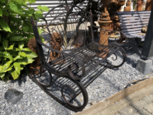 Antique swing bench, brown-rust swing bench for garden, beautiful.