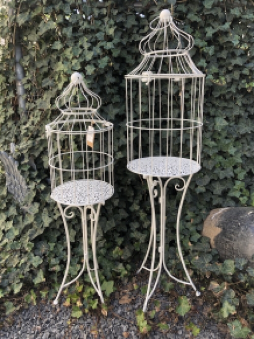 Large birdcage standing on graceful wrought iron legs, a piece of jewelry!!