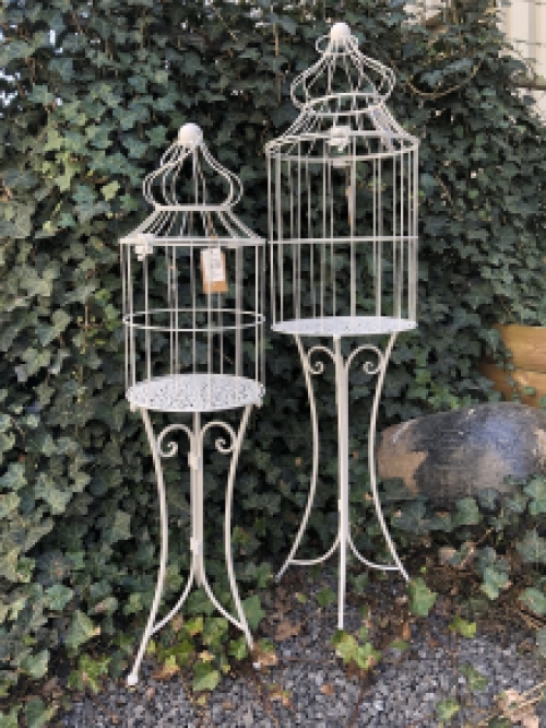 Large birdcage standing on graceful wrought iron legs, a piece of jewelry!!