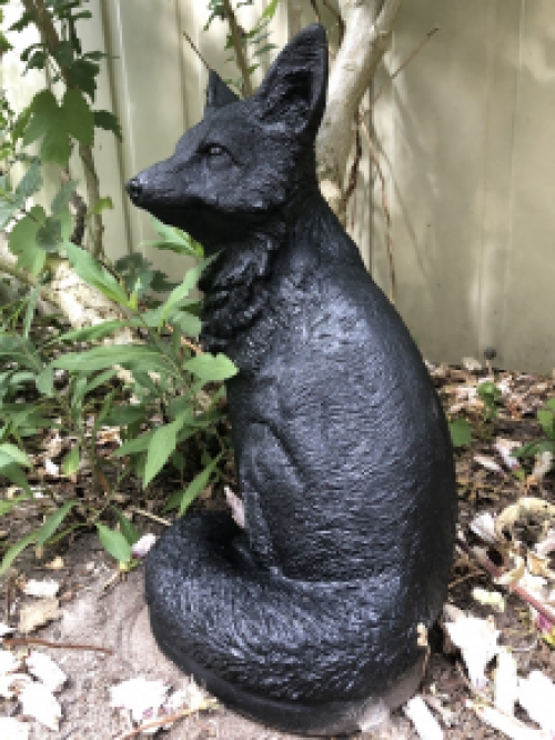 Fuchs, Steinskulptur, Fuchs Tierfiguren, Fuchs Gartenfiguren, Stein schwarz