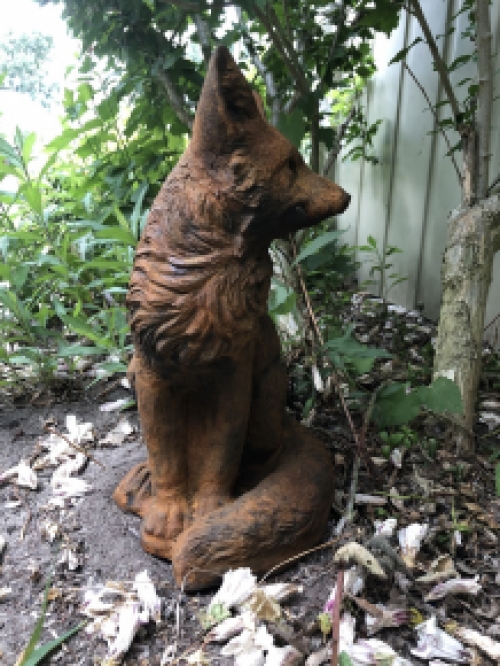 Fuchs, Steinstatue, Fuchs Tierfiguren, Fuchs Gartenstatuen, Steinoxid