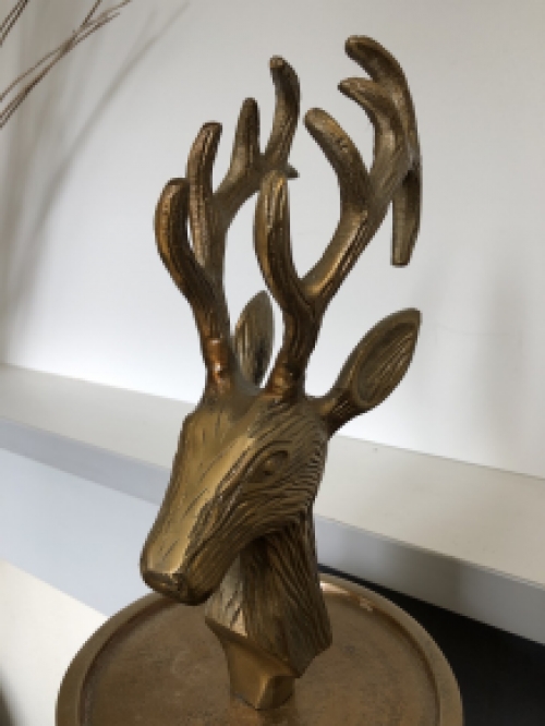 Etagère alu-bronze look, 3 layers with a deer head with antlers at the top, UNIQUE!!