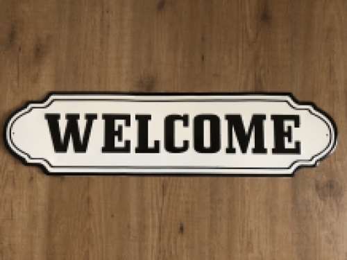 Wandbord, naamplaat XL, met tekst: WELCOME in old-look.