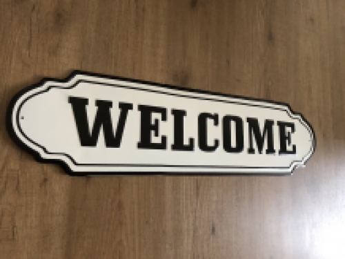 Wandschild, Namensschild XL, mit Text: WELCOME im alten Look