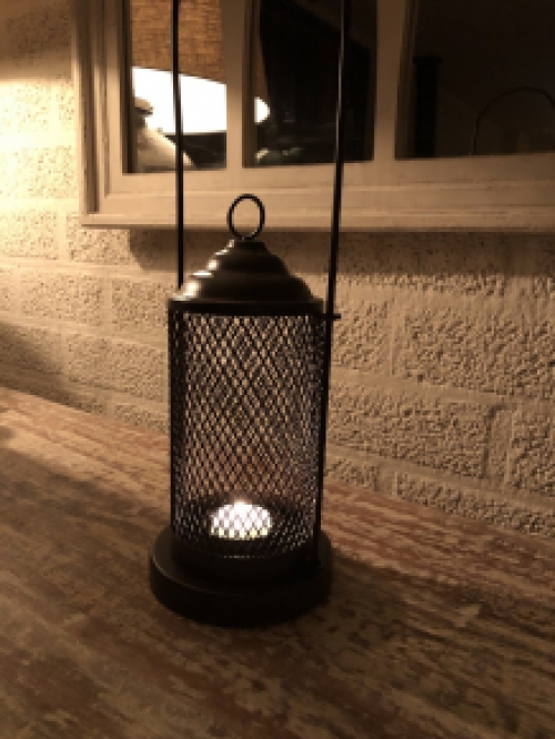 Candlestick, storm lantern, metal brown.