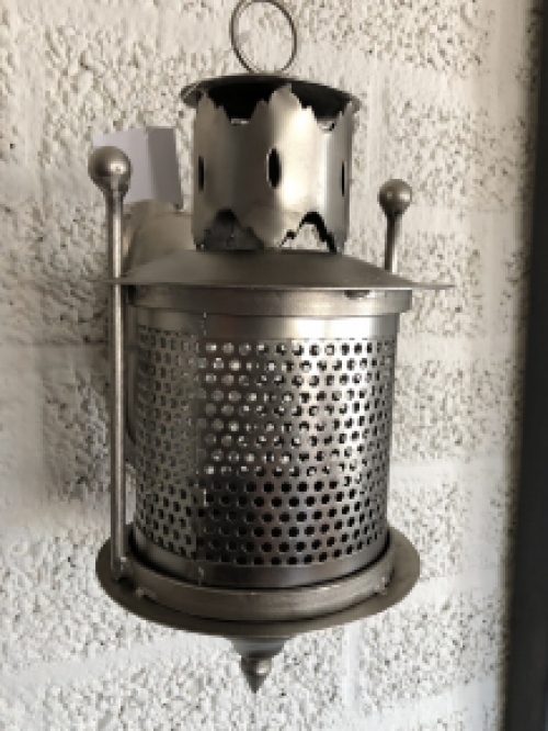 Wall lantern metal gray, perforation part to pass the light on the wall!