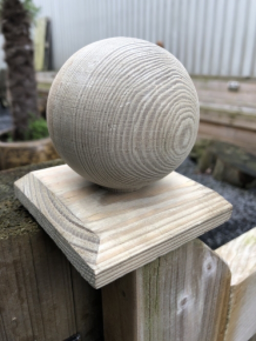 Pole cap wood protection with wooden sphere, graceful and beautiful !