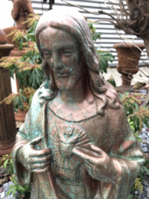 Jesus sacred heart statue, full stone, color copper look, beautiful appearance!!