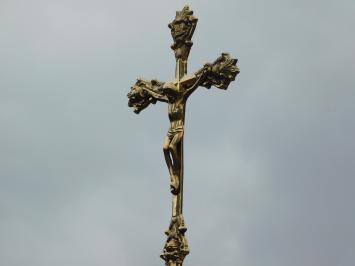 Jesus on the cross, brass INRI on base