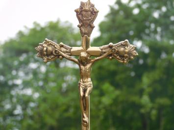 Jesus on the cross, brass INRI on base
