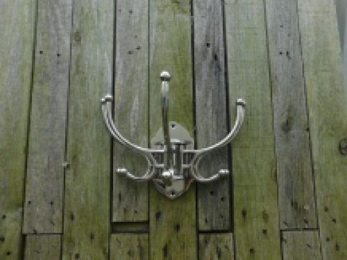 Large coat rack with a total of 10 hooks, 5 adjustable coat racks - aluminium nickel plated