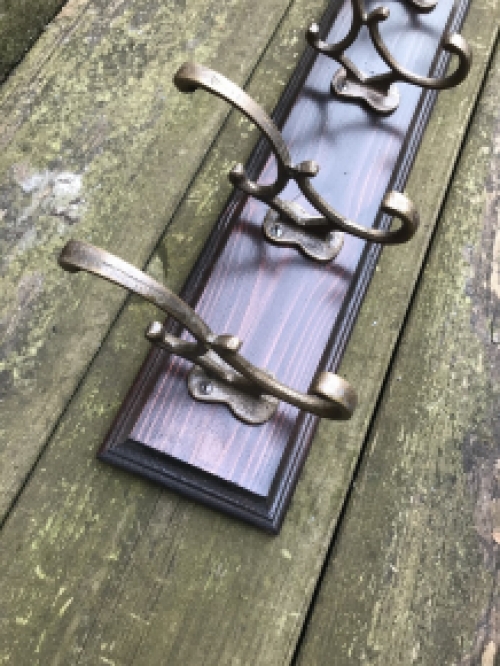 Coat rack, wooden cupboard, coat racks in antique brass