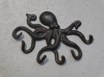 Coat stand Octopus - 6 hooks - cast iron - dark brown