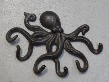 Coat stand Octopus - 6 hooks - cast iron - dark brown