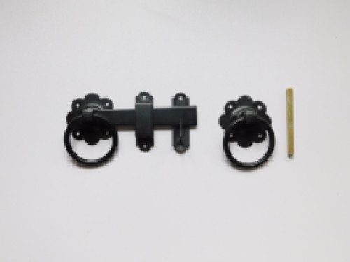 Gate lock with ring clasp round - 150mm - black