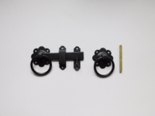 Gate lock with ring clasp round - 150mm - black