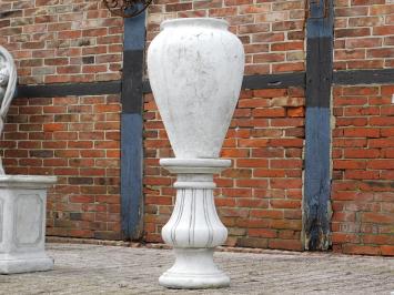 Klassische Gartenvase auf rundem Sockel - 120 cm - Stein