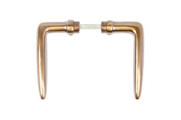 Brass handles, door set, solid patinated