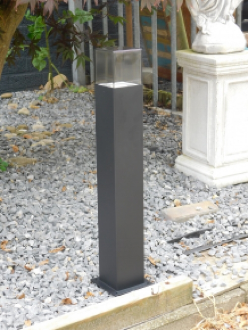 Rostfarbene/schwarze Stehlampe für den Außenbereich, Laterne, Rauchglas, 60cm, Aluminium