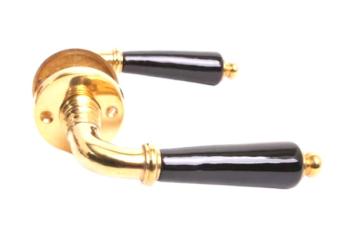 Interior door furniture, handles with rosette, brass high-gloss