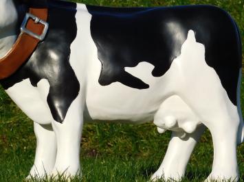 Cow with Neck Strap - 80 cm - Black and White - Polystone