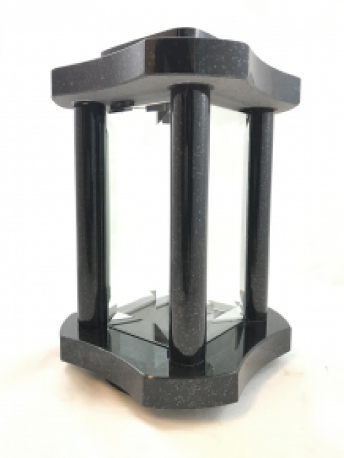 A grave lantern / tomb lamp, made entirely of granite, with faceted windows