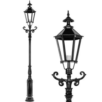 Outdoor lamp, lantern Amsterdam with ceramic fitting and glass, cast aluminum, 320 cm.