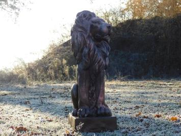 Seated lion - polystone - left looking - copper look