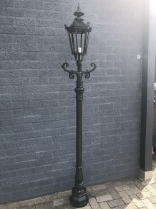 Outdoor lamp, lantern with ceramic fitting and glass, cast aluminium, 215 cm-green or black