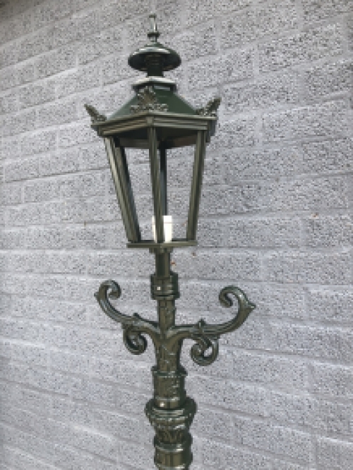 Buitenlamp, lantaarn met keramische fitting en glas, gegoten aluminium, 215 cm-groen of zwart