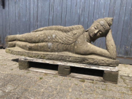 Large lava stone reclining Buddha Nirvana - XL Buddha statue