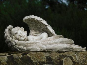 Sleeping Angel in Wings - Beige - Polystone