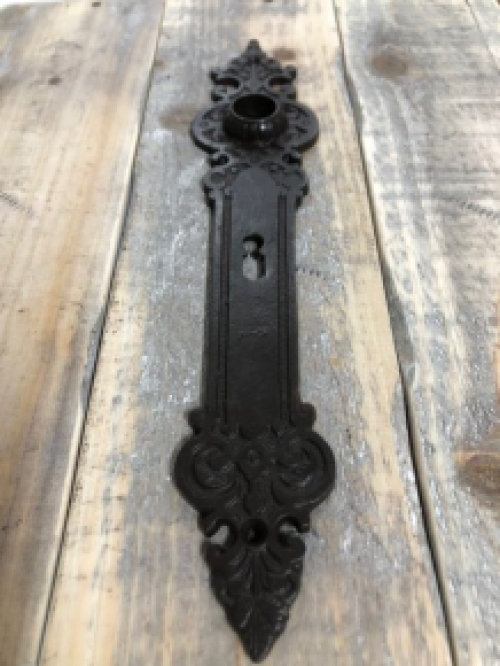 1 Long iron door plate 'Telspit' in antique brown, BB72 mm.