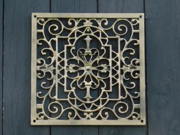 Air grille / Wall sign - Square - Gold bronze - Cast iron