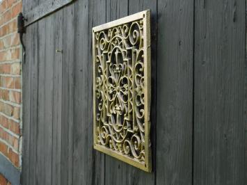 Air grille / Wall sign - Square - Gold bronze - Cast iron