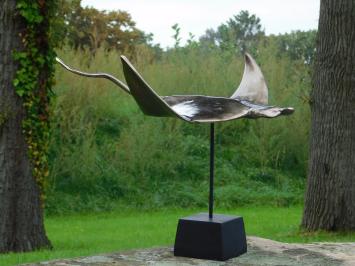 Sculptuur Manta Ray Rog - Alu - op Zwarte Alu Voet