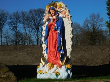 Beautiful large statue of Mary with angels and back plate, polystone full color.