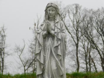 Mary on Pedestal with Greek Monogram - 160 cm - Stone