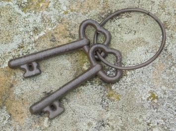 Medieval Padlock with Salamander - Incl. Keys - Cast Iron - Dark Brown