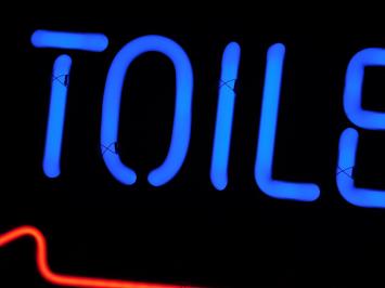 Neon <-- Toilettes - 56 cm - Blauw met Rood