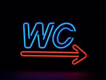 Neon --> WC - 50 cm - Blauw met Rood