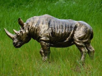 Statue Rhinoceros - Gold Black - Polystone