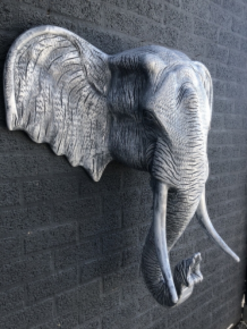 Large wall ornament of an elephant, concrete look, very large and sturdy!