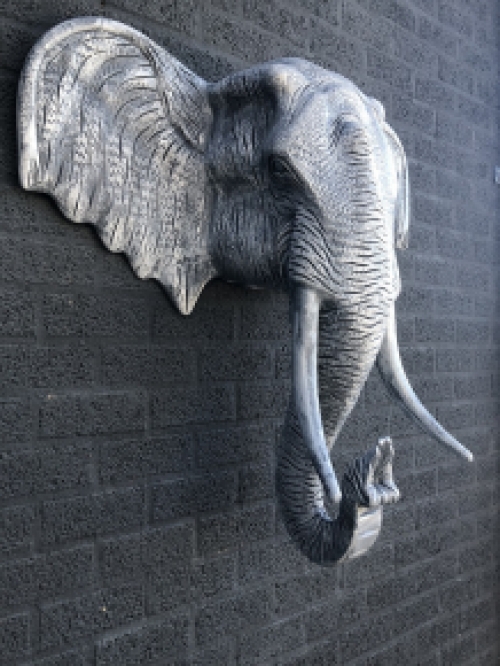 Large wall ornament of an elephant, concrete look, very large and sturdy!