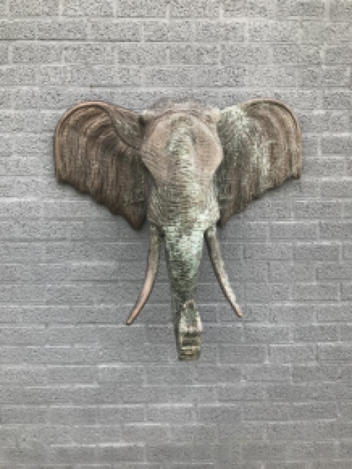 Fors wandornament van een olifant, koper look, heel groot!